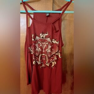 Women's Red Graphic Tank Top